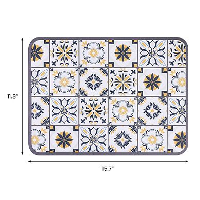 1Pc Diatomaceous Stone Dish Drying Mat, Floral Dish Mat Drying Kitchen Mat 15.7*11.8 in