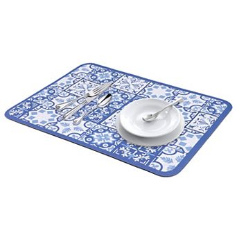 1 pc Diatomaceous Stone Dish Drying Mat, Floral Dish Mat Drying Kitchen Mat 15.7*11.8 in