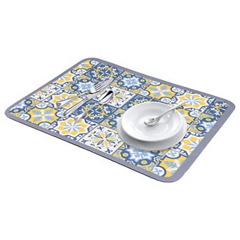 1 pc Diatomaceous Stone Dish Drying Mat, Floral Dish Mat Drying Kitchen Mat 15.7*11.8 in