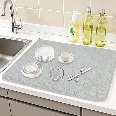 1Pc Dish Drying Mat, Absorbent Microfiber Kitchen Mat, Stone Absorbent Mat 23.6*17.7 in