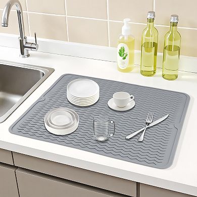 1Pc Silicone Dish Drying Mat, Easy Clean Waterproof Heat Resistant Mat 19.7*15.7 in