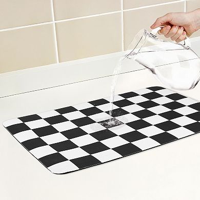 1Pc Diatomaceous Stone Dish Drying Mat, Checkered Quick Dry Dish Drying Mats 19.7*11.8 in