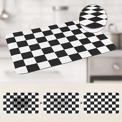 1Pc Diatomaceous Stone Dish Drying Mat, Checkered Quick Dry Dish Drying Mats 19.7*11.8 in