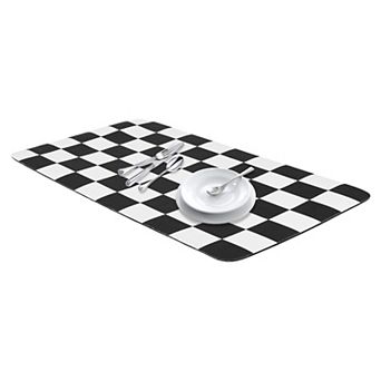 1 pc Diatomaceous Stone Dish Drying Mat, Checkered Quick Dry Dish Drying Mats 19.7*11.8 in