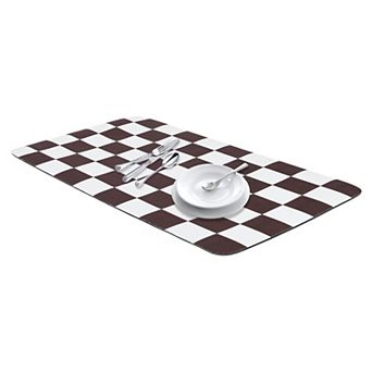 1 pc Diatomaceous Stone Dish Drying Mat, Checkered Quick Dry Dish Drying Mats 19.7*11.8 in