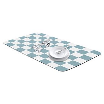 1 pc Diatomaceous Stone Dish Drying Mat, Checkered Quick Dry Dish Drying Mats 19.7*11.8 in