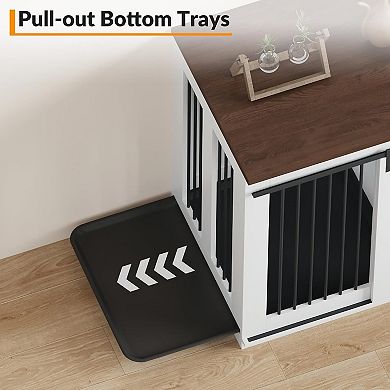 IDEALHOUSE Farmhouse Double Door Dog Crate with Divider