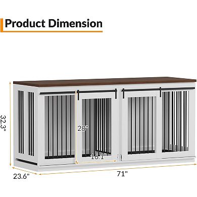 IDEALHOUSE Farmhouse Double Door Dog Crate with Divider
