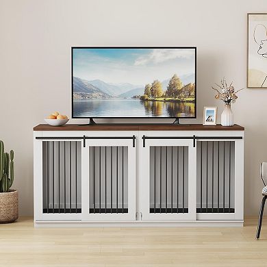 IDEALHOUSE Farmhouse Double Door Dog Crate with Divider