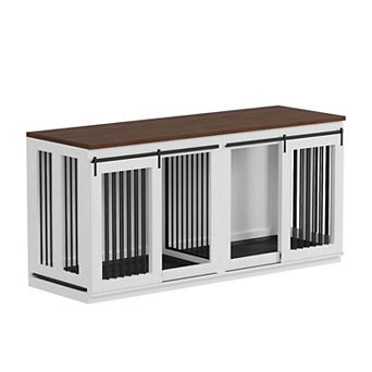 IDEALHOUSE Farmhouse Double Door Dog Crate with Divider