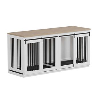 IDEALHOUSE Farmhouse Double Door Dog Crate with Divider