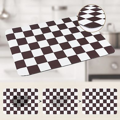 1Pc Diatomaceous Stone Dish Drying Mat, Checkered Quick Dry Dish Drying Mats 15.7*11.8 in