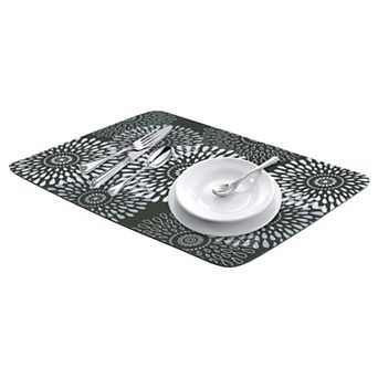 1 pc Large Diatomaceous Stone Dish Drying Mat, Floral Quick Dry Dish Drying Mats 15.7*11.8 in