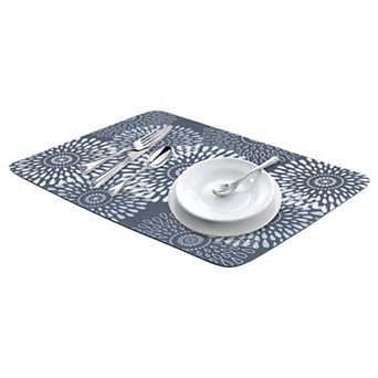 1 pc Large Diatomaceous Stone Dish Drying Mat, Floral Quick Dry Dish Drying Mats 15.7*11.8 in