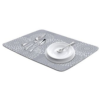 1 pc Large Diatomaceous Stone Dish Drying Mat, Floral Quick Dry Dish Drying Mats 15.7*11.8 in