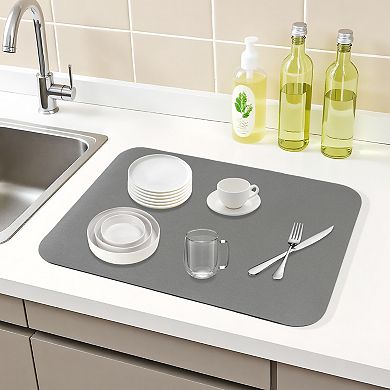 1Pc Large Diatomaceous Stone Dish Drying Mat, Quick Dry Coffee Bar Mats 15.7*11.8 in