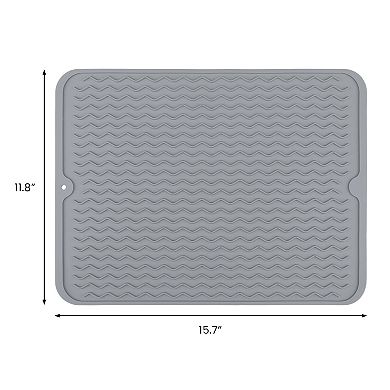1Pc Silicone Dish Drying Mat, Easy Clean Waterproof Heat Resistant Mat 15.7*11.8 in