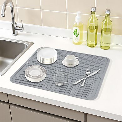 1Pc Silicone Dish Drying Mat, Easy Clean Waterproof Heat Resistant Mat 15.7*11.8 in
