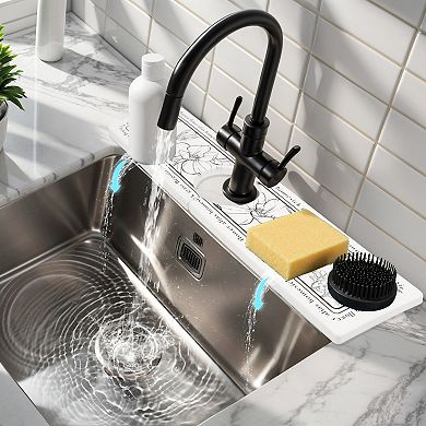 1Pc Faucet Mat for Kitchen Sink Splash Guard, Floral Kitchen Sink Mat 15.7*3.9 in