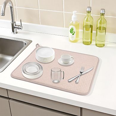 1Pc Dish Drying Mat, Absorbent Microfiber Stone Kitchen Mat for Counter 15.7*11.8 in
