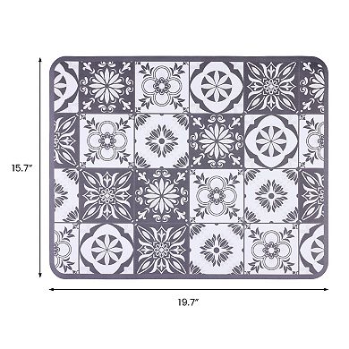 1Pc Diatomaceous Stone Dish Drying Mat, Floral Dish Mat Drying Kitchen Mat 19.7*15.7 in