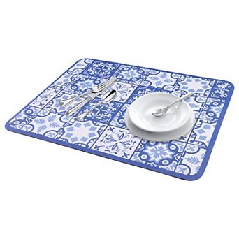 1 pc Diatomaceous Stone Dish Drying Mat, Floral Dish Mat Drying Kitchen Mat 19.7*15.7 in