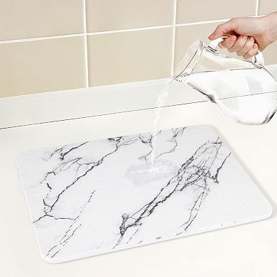 1Pc Diatomaceous Stone Dish Drying Mat, Marbled Quick Dry Drying Mats 15.7*11.8 inch 15.7*11.8 in