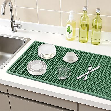 1Pc Silicone Dish Drying Mat, Rectangular Waterproof Heat Resistant Mat 23.6*11.8*0.4 in