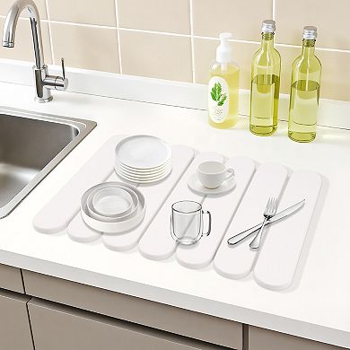 1Pc Foldable Diatomaceous Stone Dish Drying Mat, Quick Dry Dish Drying Mats 15.7*11.8 in