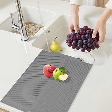 1Pc Silicone Dish Drying Mat for Kitchen Counter, Heat Resistant Kitchen Mat 16.9*13.2 in