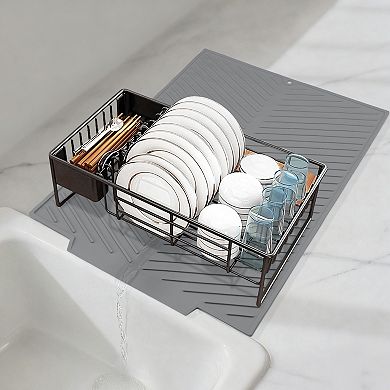 1Pc Silicone Dish Drying Mat for Kitchen Counter, Heat Resistant Kitchen Mat 16.9*13.2 in