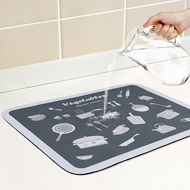 1Pc Large Diatomaceous Stone Dish Drying Mat, Pattern Quick Dry Dish Drying Mats 15.7*11.8 in
