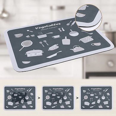 1Pc Large Diatomaceous Stone Dish Drying Mat, Pattern Quick Dry Dish Drying Mats 15.7*11.8 in