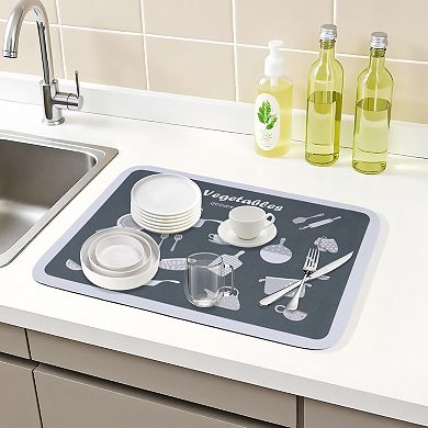 1Pc Large Diatomaceous Stone Dish Drying Mat, Pattern Quick Dry Dish Drying Mats 15.7*11.8 in