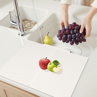 1Pc Silicone Dish Drying Mat for Counter, Easy Clean Waterproof Kitchen Mat 19.9*16.7 in