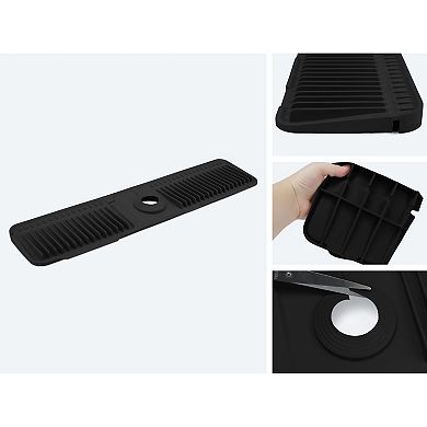 1Pc Faucet Mat for Kitchen Sink Splash Guard, Kitchen Sink Mat with Button 24*5.5*0.8 in