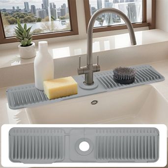 1 pc Faucet Mat for Kitchen Sink Splash Guard, Kitchen Sink Mat with Button 24*5.5*0.8 in