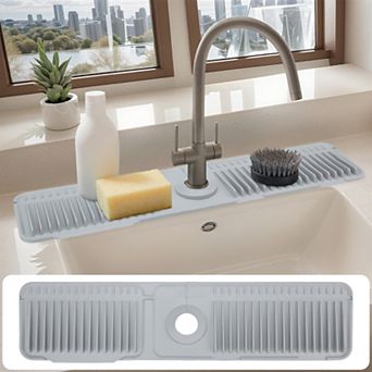 1 pc Faucet Mat for Kitchen Sink Splash Guard, Kitchen Sink Mat with Button 24*5.5*0.8 in