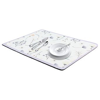 1 pc Diatomaceous Stone Dish Drying Mat, Floral Quick Dry Dish Drying Mats 23.6*19.7 in