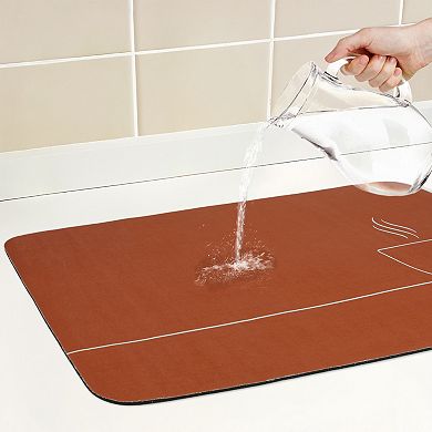 1Pc Large Diatomaceous Stone Dish Drying Mat, Quick Dry Coffee Bar Mat 23.6*15.7 in