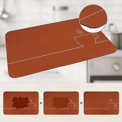 1Pc Large Diatomaceous Stone Dish Drying Mat, Quick Dry Coffee Bar Mat 23.6*15.7 in