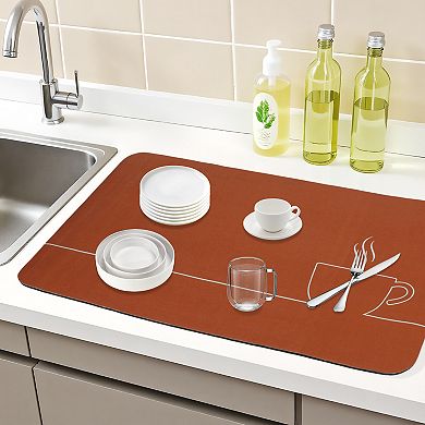 1Pc Large Diatomaceous Stone Dish Drying Mat, Quick Dry Coffee Bar Mat 23.6*15.7 in