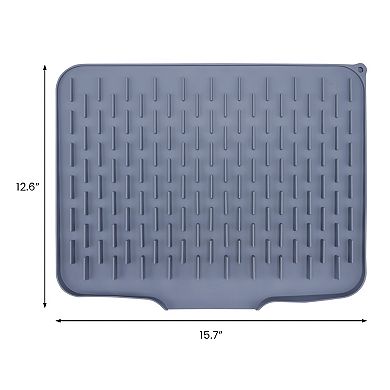 1Pc Silicone Dish Drying Mat, Easy Clean Slope Design Kitchen Mat 15.7*12.6*0.8 in