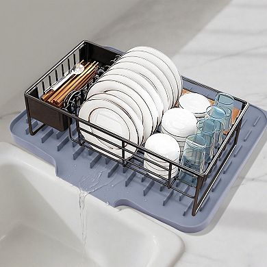 1Pc Silicone Dish Drying Mat, Easy Clean Slope Design Kitchen Mat 15.7*12.6*0.8 in