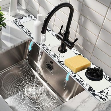 1Pc Faucet Mat for Kitchen Sink Splash Guard, Floral Kitchen Sink Mat 23.6*3.9 in