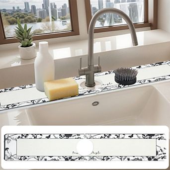 1 pc Faucet Mat for Kitchen Sink Splash Guard, Floral Kitchen Sink Mat 23.6*3.9 in