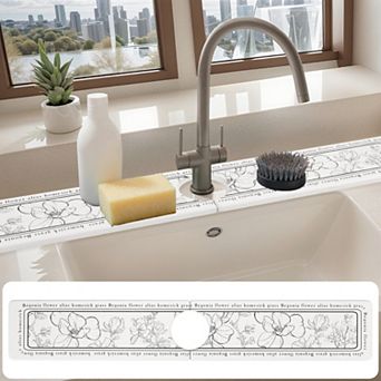 1 pc Faucet Mat for Kitchen Sink Splash Guard, Floral Kitchen Sink Mat 23.6*3.9 in