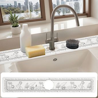 1 pc Faucet Mat for Kitchen Sink Splash Guard, Floral Kitchen Sink Mat 23.6*3.9 in