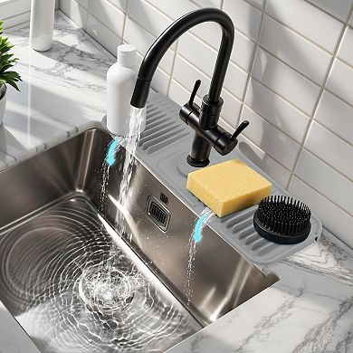 1Pc Faucet Mat for Kitchen Sink Splash Guard, Kitchen Sink Mat with Button 17.7*5.5*0.8 in