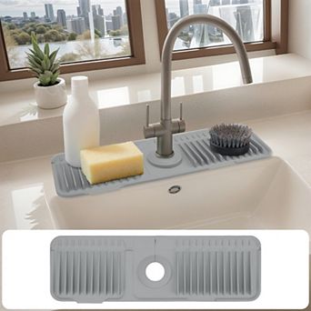 1 pc Faucet Mat for Kitchen Sink Splash Guard, Kitchen Sink Mat with Button 17.7*5.5*0.8 in
